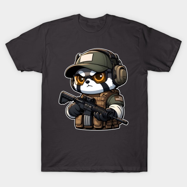 Tactical Tanuki T-Shirt by Rawlifegraphic